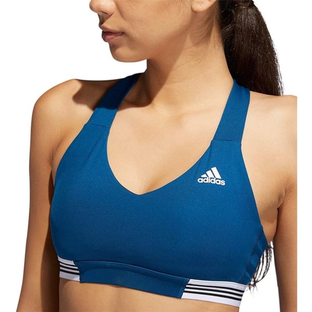NEW adidas Women's Ace 3-Stripes Sports Bra Marine X-SMALL